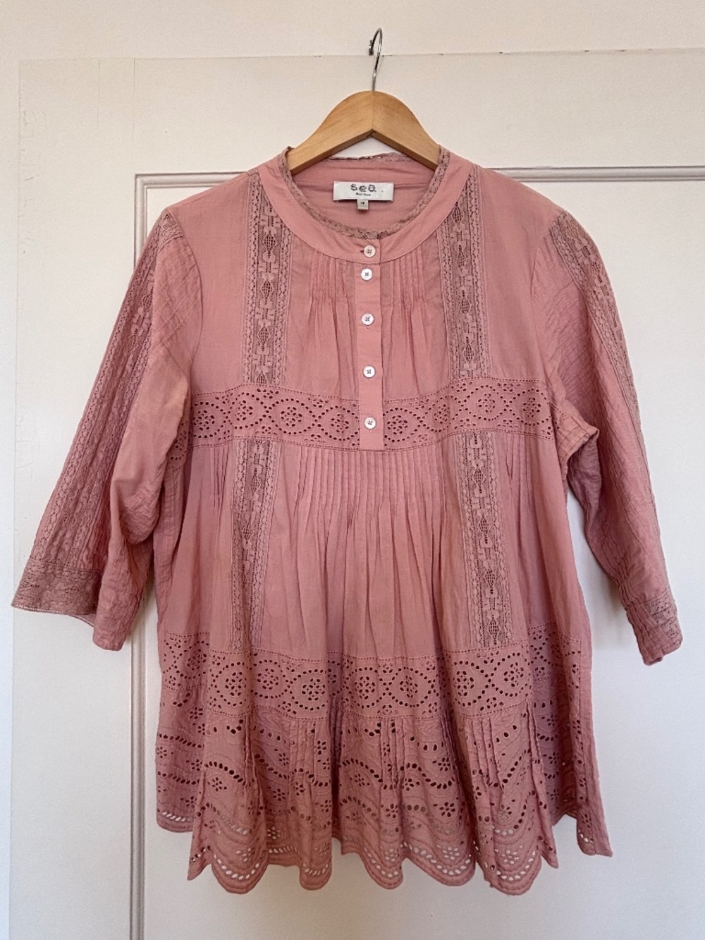 Sea New York Naomi Blush Eyelet Blouse 12